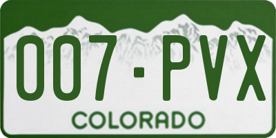 CO license plate 007PVX