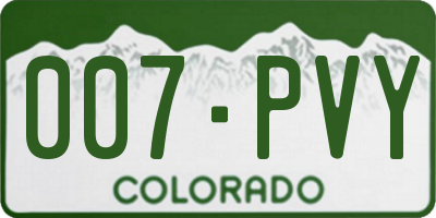 CO license plate 007PVY