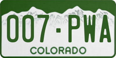 CO license plate 007PWA