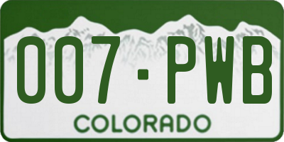 CO license plate 007PWB
