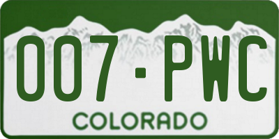 CO license plate 007PWC