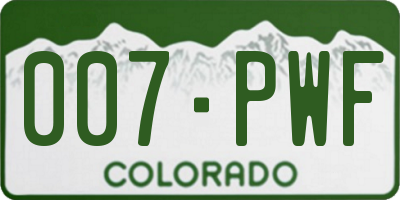 CO license plate 007PWF