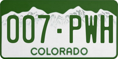 CO license plate 007PWH
