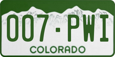 CO license plate 007PWI