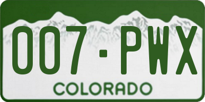CO license plate 007PWX