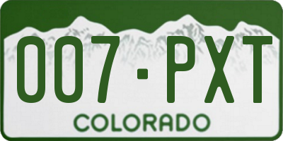 CO license plate 007PXT