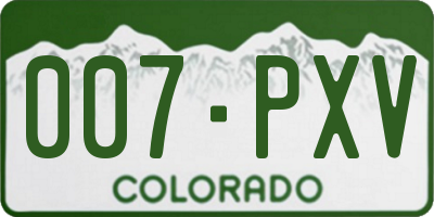 CO license plate 007PXV