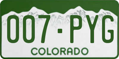 CO license plate 007PYG