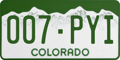 CO license plate 007PYI