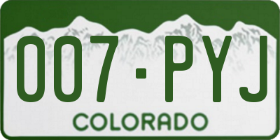 CO license plate 007PYJ