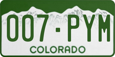 CO license plate 007PYM