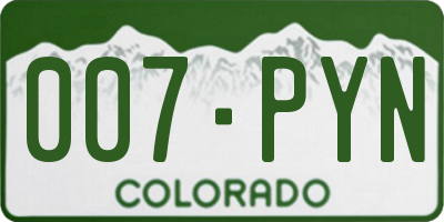 CO license plate 007PYN