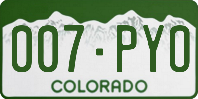 CO license plate 007PYO