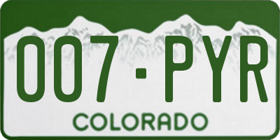 CO license plate 007PYR