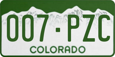 CO license plate 007PZC