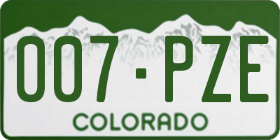 CO license plate 007PZE
