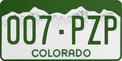 CO license plate 007PZP