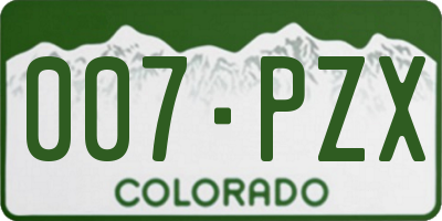 CO license plate 007PZX