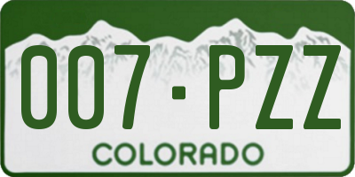 CO license plate 007PZZ