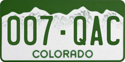 CO license plate 007QAC