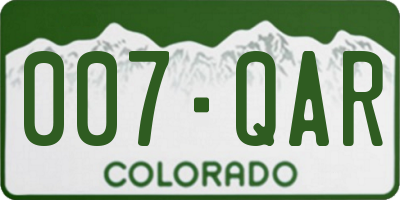 CO license plate 007QAR