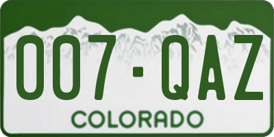 CO license plate 007QAZ