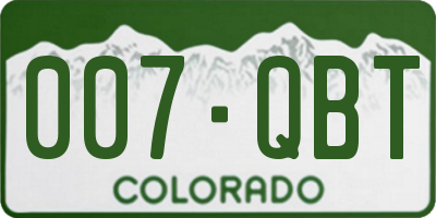 CO license plate 007QBT