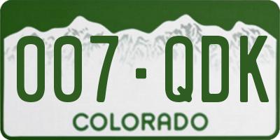 CO license plate 007QDK