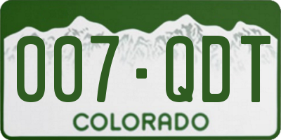 CO license plate 007QDT
