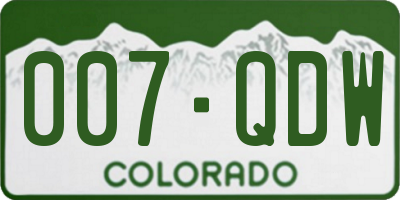 CO license plate 007QDW