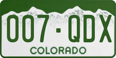 CO license plate 007QDX