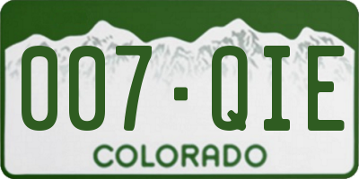 CO license plate 007QIE