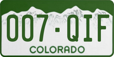 CO license plate 007QIF