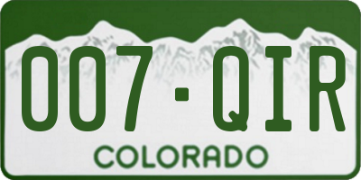 CO license plate 007QIR