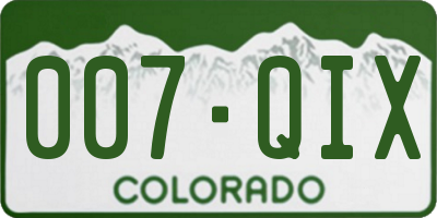 CO license plate 007QIX