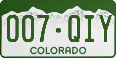 CO license plate 007QIY
