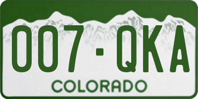 CO license plate 007QKA