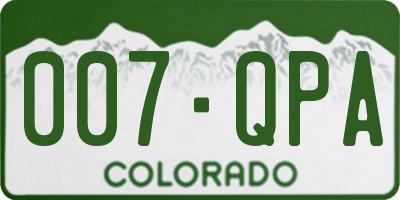 CO license plate 007QPA