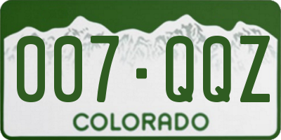 CO license plate 007QQZ