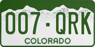 CO license plate 007QRK