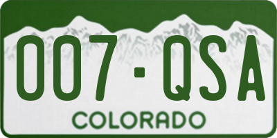 CO license plate 007QSA