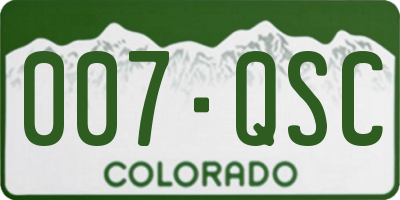 CO license plate 007QSC