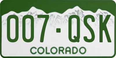 CO license plate 007QSK