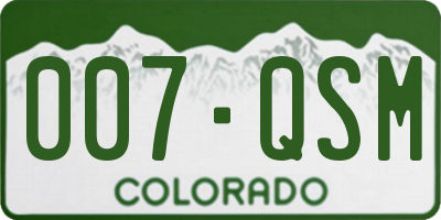 CO license plate 007QSM
