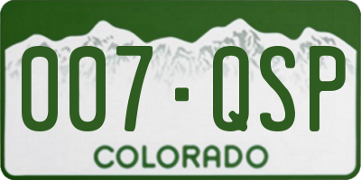 CO license plate 007QSP