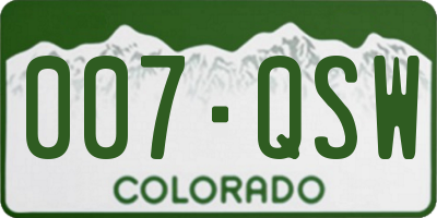 CO license plate 007QSW