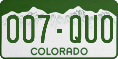 CO license plate 007QUO