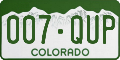 CO license plate 007QUP