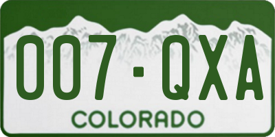 CO license plate 007QXA