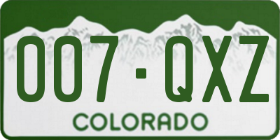 CO license plate 007QXZ